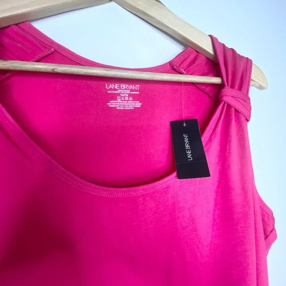 NWT Lane Bryant Bright Pink Sleeveless Tank Top Plus Size 14/16 Scoop Neck - Picture 5 of 8